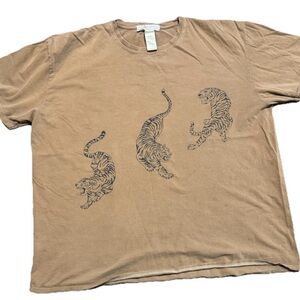Project Social T Urban Outfitter’s Tan Oversized Tiger Crewneck T-Shirt